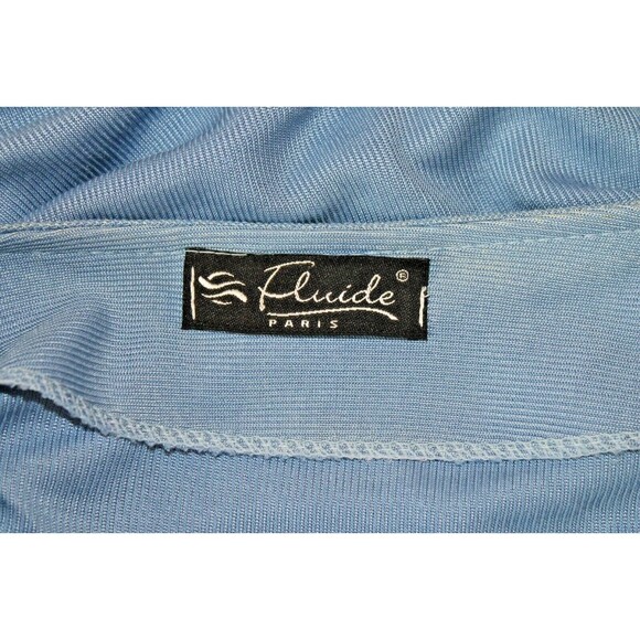 Fluide Paris Vintage 80s Womens Blue Knix Blouse Pullover Flowing Top Size XL - Picture 5 of 8